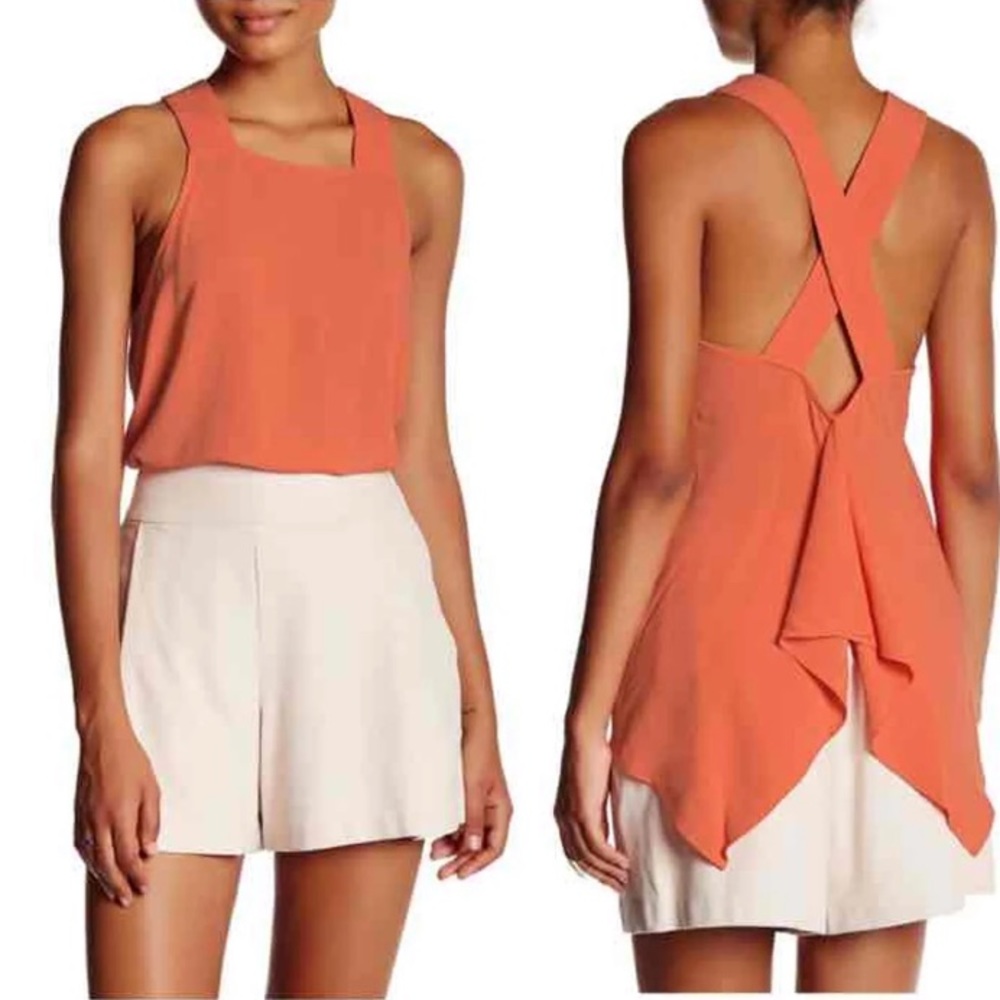 1. State sexy square neck coral top